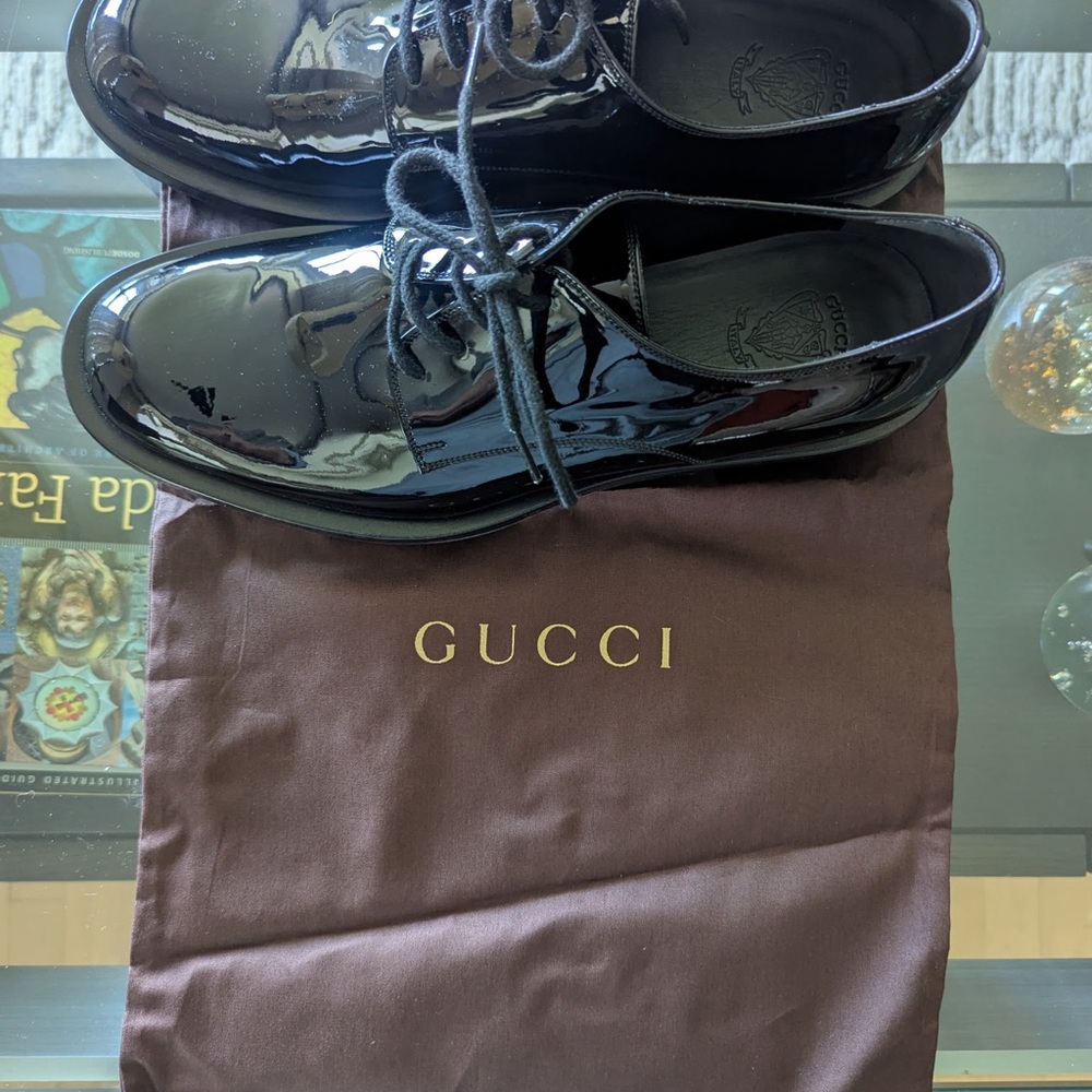 Gucci Black Patent Leather Oxford Shoes - Picture 7 of 10